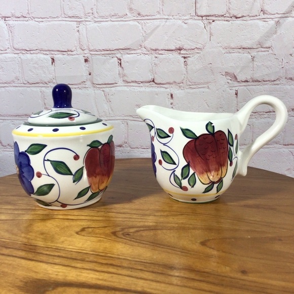 JAY Hand Painted Ceramic Sugar and Creamer Set - Picture 1 of 8